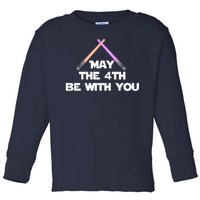 Lightsaber May The 4th Be With You Funny Toddler Long Sleeve Shirt