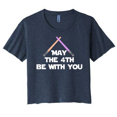 Lightsaber May The 4th Be With You Funny Women's Crop Top Tee