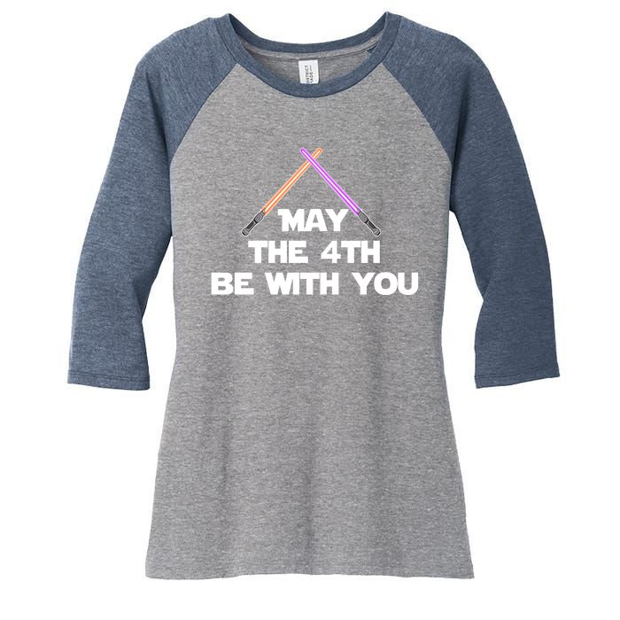 Lightsaber May The 4th Be With You Funny Women's Tri-Blend 3/4-Sleeve Raglan Shirt