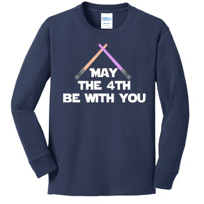 Lightsaber May The 4th Be With You Funny Kids Long Sleeve Shirt