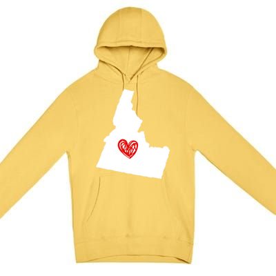 Love Idaho Heart Design Gift Premium Pullover Hoodie