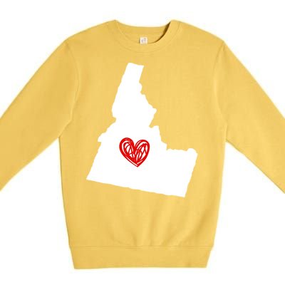 Love Idaho Heart Design Gift Premium Crewneck Sweatshirt