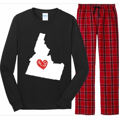 Love Idaho Heart Design Gift Long Sleeve Pajama Set