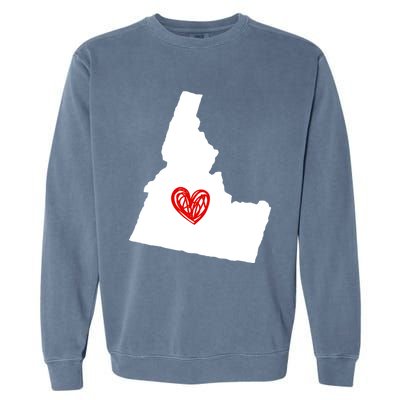 Love Idaho Heart Design Gift Garment-Dyed Sweatshirt