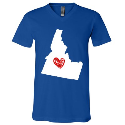 Love Idaho Heart Design Gift V-Neck T-Shirt