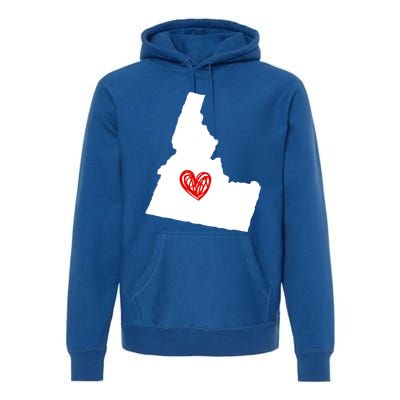 Love Idaho Heart Design Gift Premium Hoodie