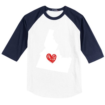 Love Idaho Heart Design Gift Baseball Sleeve Shirt