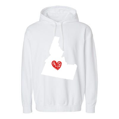 Love Idaho Heart Design Gift Garment-Dyed Fleece Hoodie