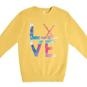 Love Ice Hockey Girls Hockey Gifts Women Ice Hockey Premium Crewneck Sweatshirt