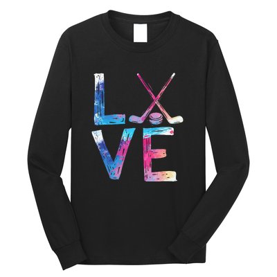 Love Ice Hockey Girls Hockey Gifts Women Ice Hockey Long Sleeve Shirt