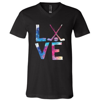 Love Ice Hockey Girls Hockey Gifts Women Ice Hockey V-Neck T-Shirt