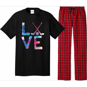 Love Ice Hockey Girls Hockey Gifts Women Ice Hockey Pajama Set