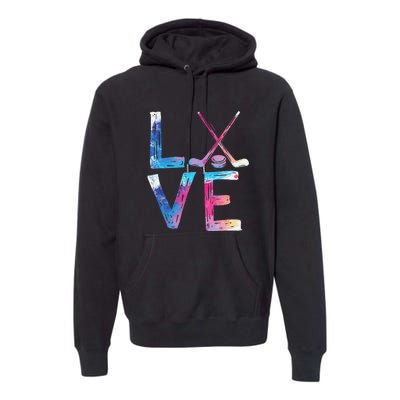 Love Ice Hockey Girls Hockey Gifts Women Ice Hockey Premium Hoodie