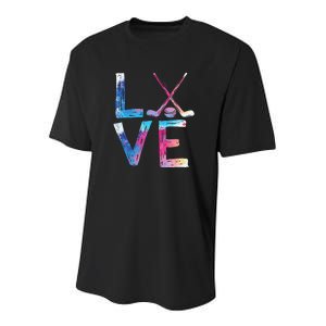 Love Ice Hockey Girls Hockey Gifts Women Ice Hockey Youth Performance Sprint T-Shirt