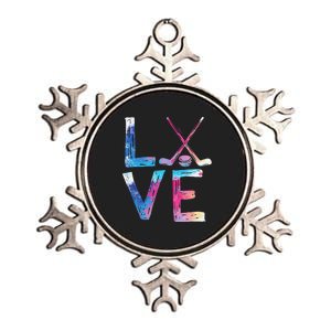 Love Ice Hockey Girls Hockey Gifts Women Ice Hockey Metallic Star Ornament