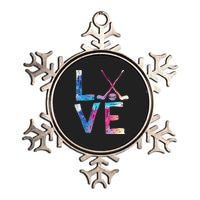 Love Ice Hockey Girls Hockey Gifts Women Ice Hockey Metallic Star Ornament