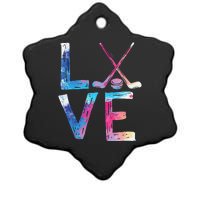 Love Ice Hockey Girls Hockey Gifts Women Ice Hockey Ceramic Star Ornament