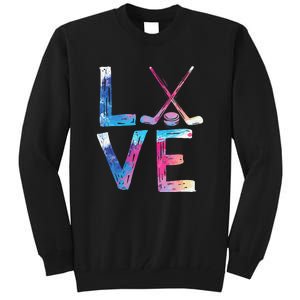 Love Ice Hockey Girls Hockey Gifts Women Ice Hockey Tall Sweatshirt