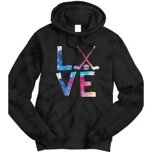 Love Ice Hockey Girls Hockey Gifts Women Ice Hockey Tie Dye Hoodie