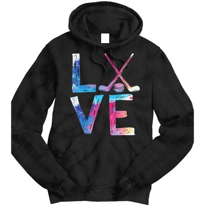 Love Ice Hockey Girls Hockey Gifts Women Ice Hockey Tie Dye Hoodie