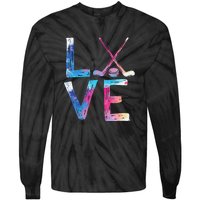 Love Ice Hockey Girls Hockey Gifts Women Ice Hockey Tie-Dye Long Sleeve Shirt