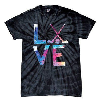 Love Ice Hockey Girls Hockey Gifts Women Ice Hockey Tie-Dye T-Shirt