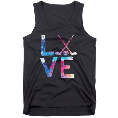 Love Ice Hockey Girls Hockey Gifts Women Ice Hockey Tank Top