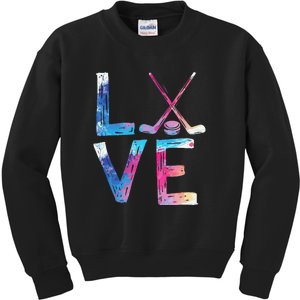 Love Ice Hockey Girls Hockey Gifts Women Ice Hockey Kids Sweatshirt