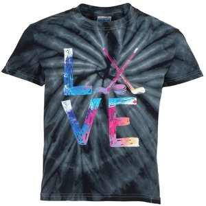 Love Ice Hockey Girls Hockey Gifts Women Ice Hockey Kids Tie-Dye T-Shirt