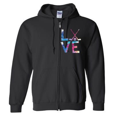 Love Ice Hockey Girls Hockey Gifts Women Ice Hockey Full Zip Hoodie