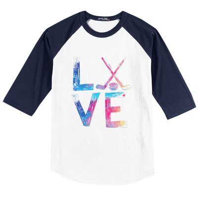 Love Ice Hockey Girls Hockey Gifts Women Ice Hockey Baseball Sleeve Shirt