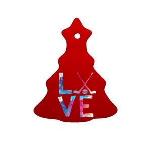 Love Ice Hockey Girls Hockey Gifts Women Ice Hockey Ceramic Tree Ornament