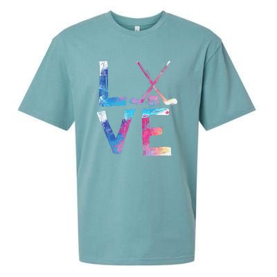 Love Ice Hockey Girls Hockey Gifts Women Ice Hockey Sueded Cloud Jersey T-Shirt