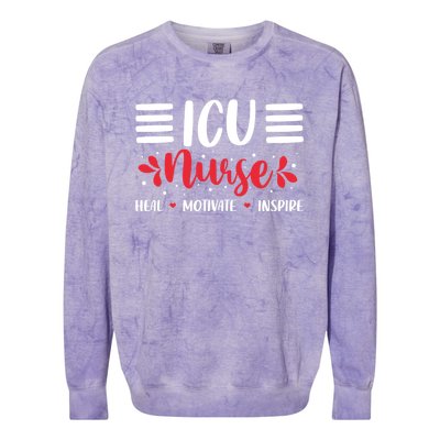 Love Inspire Heal Icu Nurse Nursing Healthcare Cute Gift Colorblast Crewneck Sweatshirt