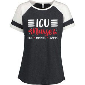 Love Inspire Heal Icu Nurse Nursing Healthcare Cute Gift Enza Ladies Jersey Colorblock Tee