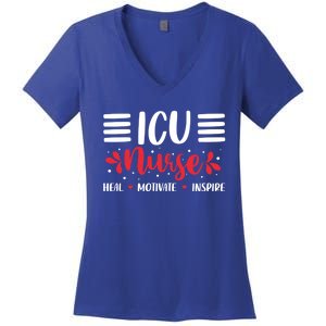 Love Inspire Heal Icu Nurse Nursing Healthcare Cute Gift Women's V-Neck T-Shirt