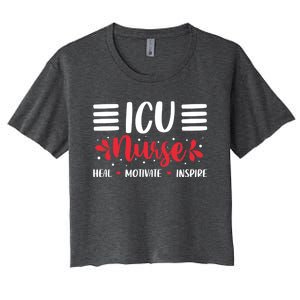 Love Inspire Heal Icu Nurse Nursing Healthcare Cute Gift Women's Crop Top Tee