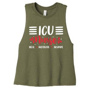 Love Inspire Heal Icu Nurse Nursing Healthcare Cute Gift Women's Racerback Cropped Tank