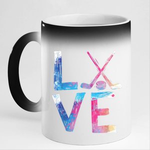 Love Ice Hockey Girls Hockey Gifts Womens Ice Hockey TShirt 11oz Black Color Changing Mug