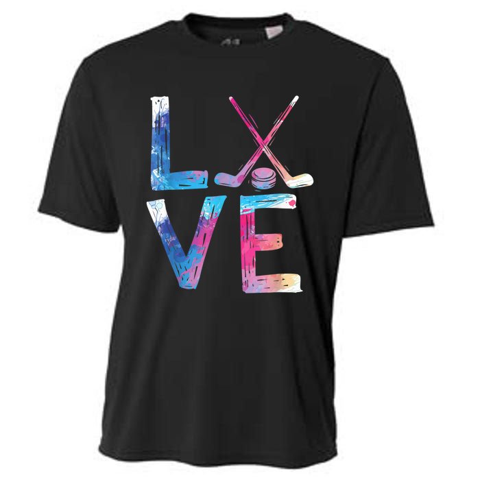 Love Ice Hockey Girls Hockey Gifts Womens Ice Hockey TShirt Cooling Performance Crew T-Shirt