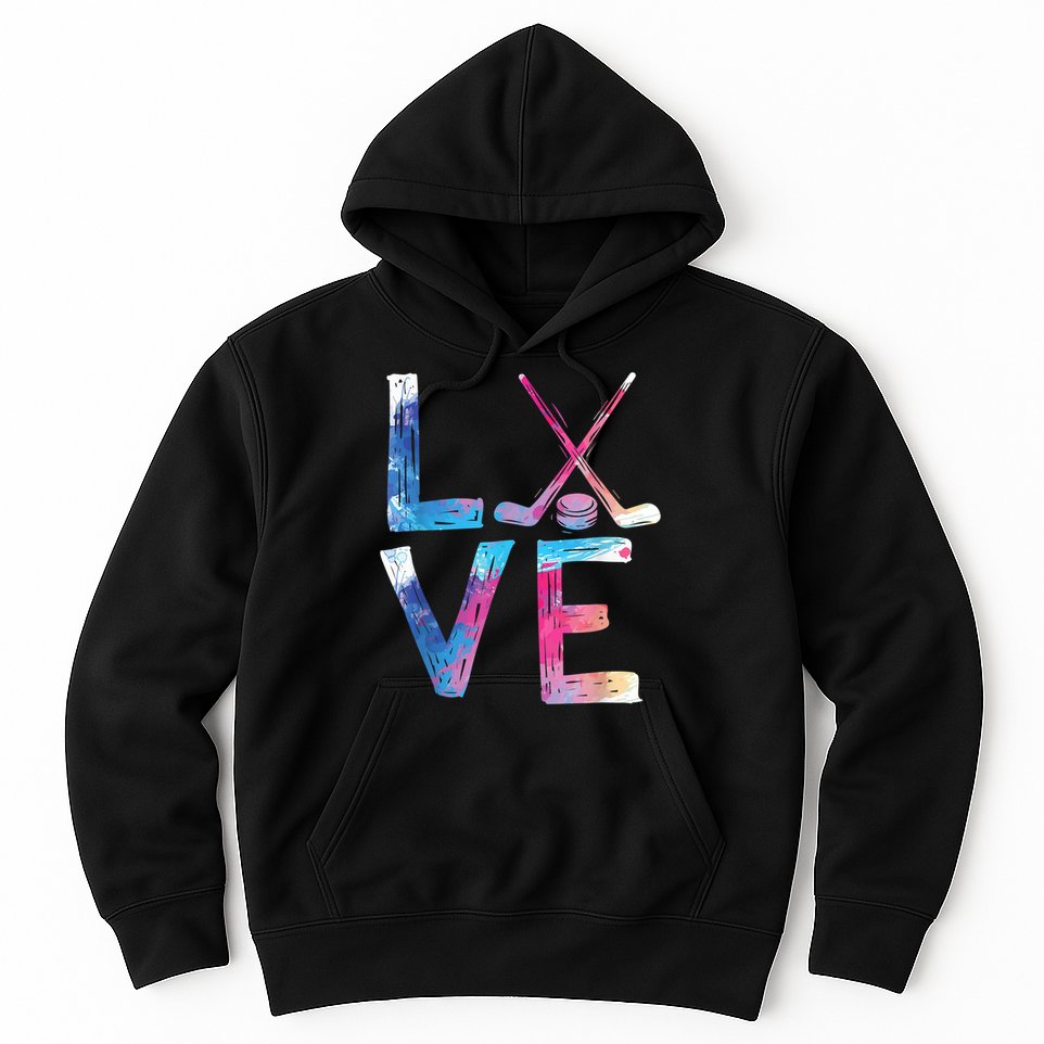 Love Ice Hockey Girls Hockey Gifts Womens Ice Hockey TShirt Hoodie