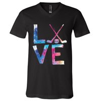 Love Ice Hockey Girls Hockey Gifts Womens Ice Hockey TShirt V-Neck T-Shirt