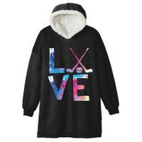 Love Ice Hockey Girls Hockey Gifts Womens Ice Hockey TShirt Hooded Wearable Blanket