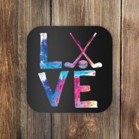 Love Ice Hockey Girls Hockey Gifts Womens Ice Hockey TShirt Coaster