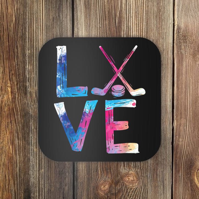 Love Ice Hockey Girls Hockey Gifts Womens Ice Hockey TShirt Coaster