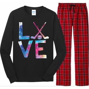 Love Ice Hockey Girls Hockey Gifts Womens Ice Hockey TShirt Long Sleeve Pajama Set