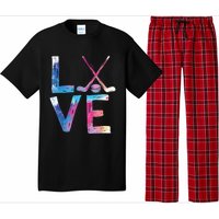 Love Ice Hockey Girls Hockey Gifts Womens Ice Hockey TShirt Pajama Set