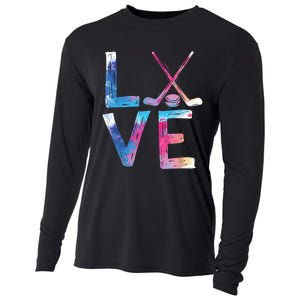 Love Ice Hockey Girls Hockey Gifts Womens Ice Hockey TShirt Cooling Performance Long Sleeve Crew