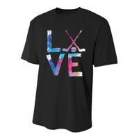 Love Ice Hockey Girls Hockey Gifts Womens Ice Hockey TShirt Youth Performance Sprint T-Shirt