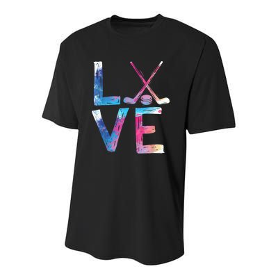 Love Ice Hockey Girls Hockey Gifts Womens Ice Hockey TShirt Youth Performance Sprint T-Shirt